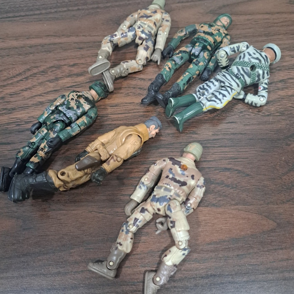 VTG Military Action Figure Lot 6pc Camo Soldier Toy Set Army Men Combat Figures - Picture 4 of 4
